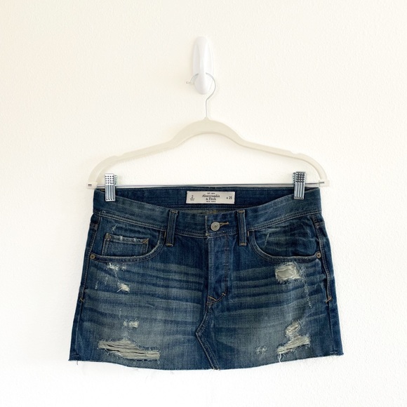 Abercrombie & Fitch Dresses & Skirts - Abercrombie & Fitch Denim Mini Skirt Button Fly Distressed Size 2 New With Tag
